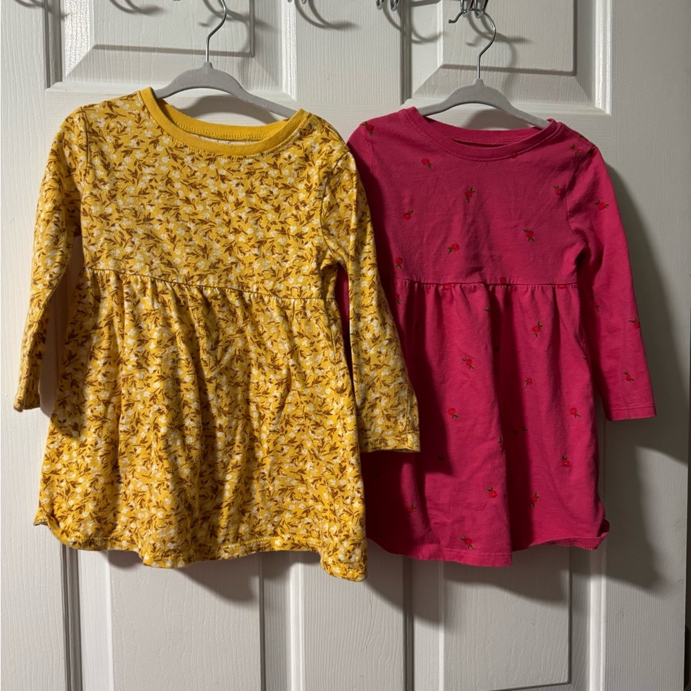 Bundle of Two Old Navy Yellow Floral and Pink Kids Dresses